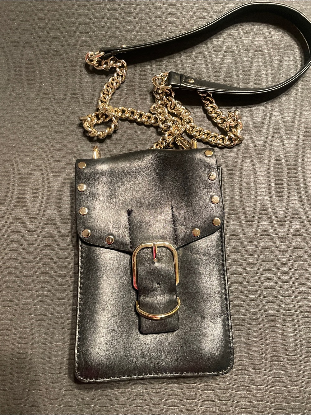 Black Leather Crossbody Phone Pouch by Rebecca Minkoff
